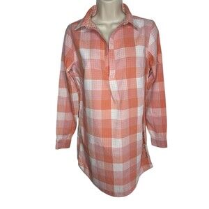 Life is Good Sleep Women's XS Xsmall Plaid Sleep Long Short Pajama‎ Dress